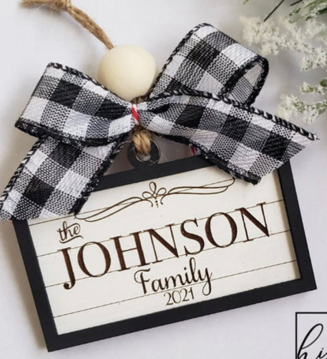 Farmhouse Style Wooden Family Ornament (Rectangle)