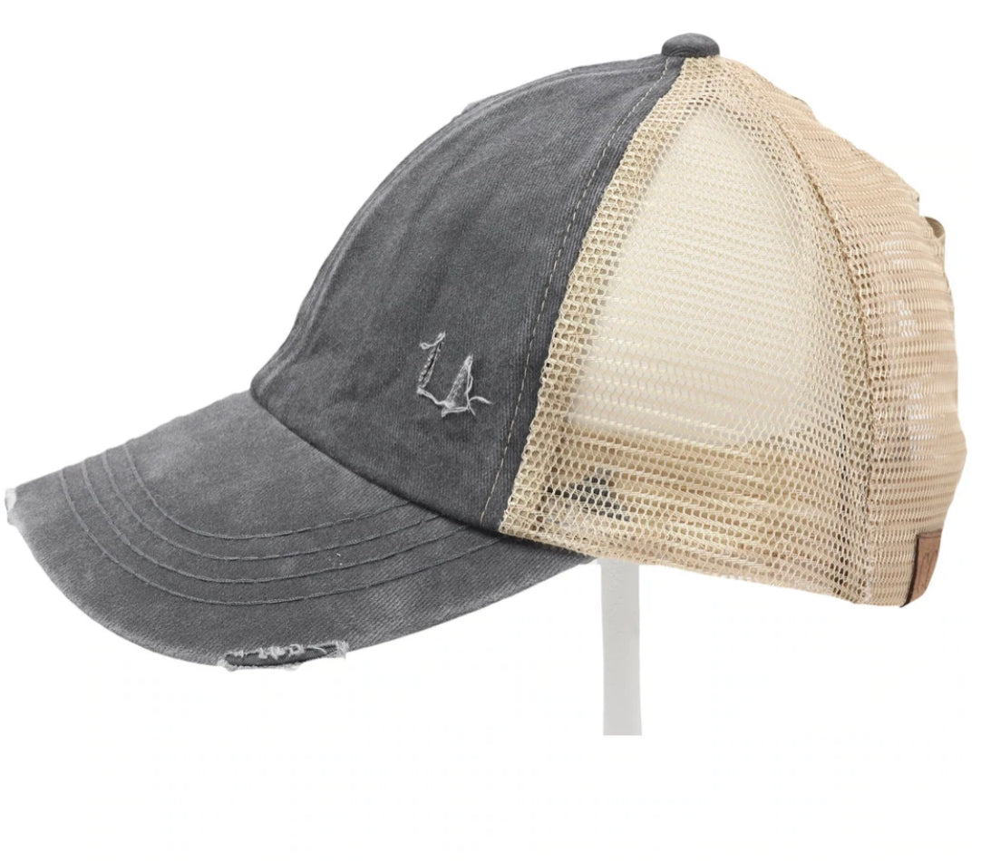 CC Distressed Pony Cap (Black)