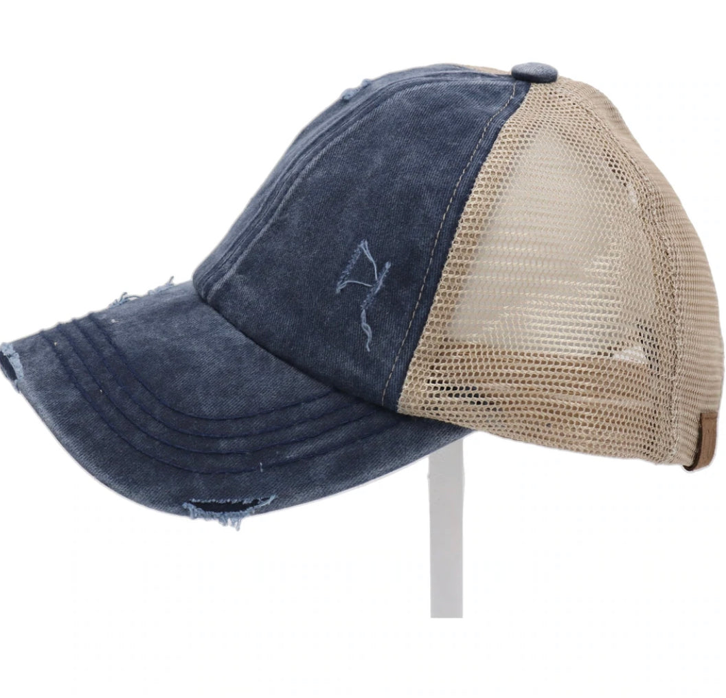 CC Distressed Pony Cap (Navy)