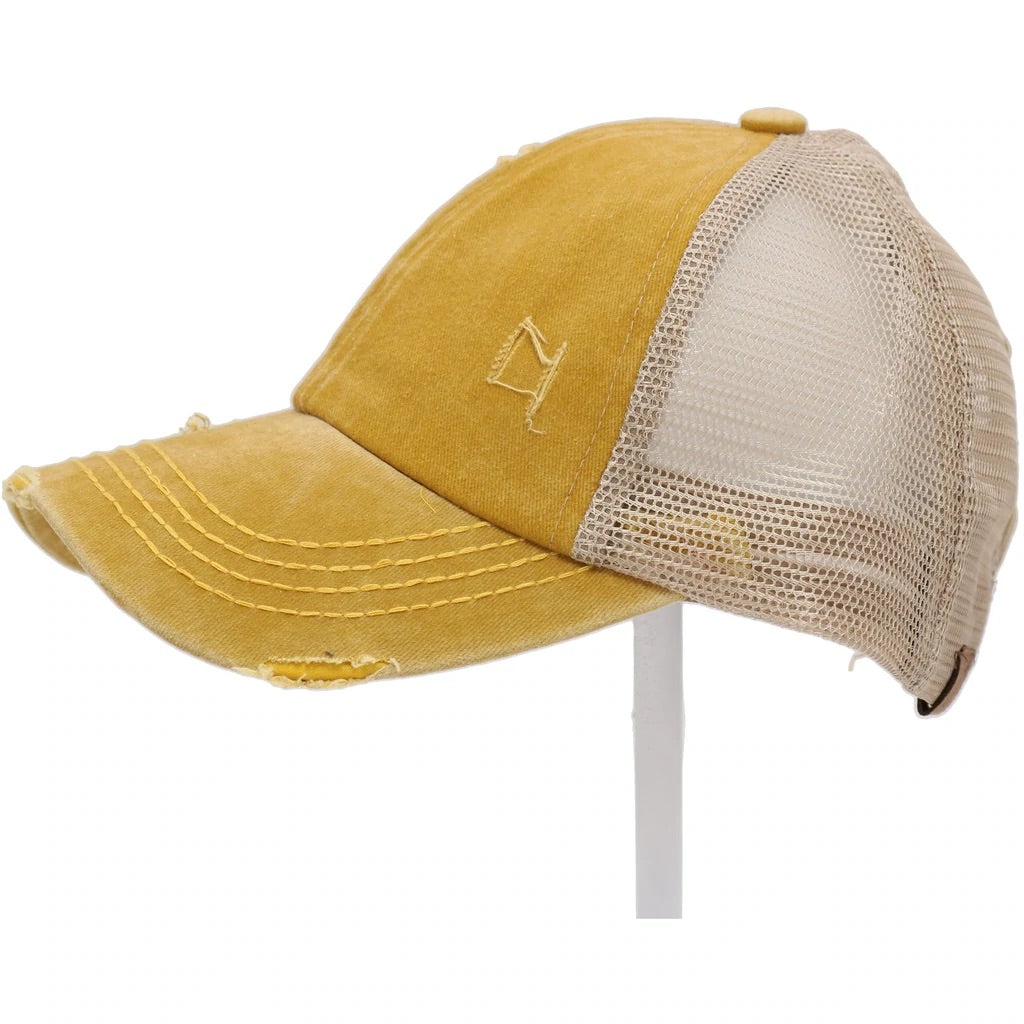 CC Distressed Pony Cap (Mustard)