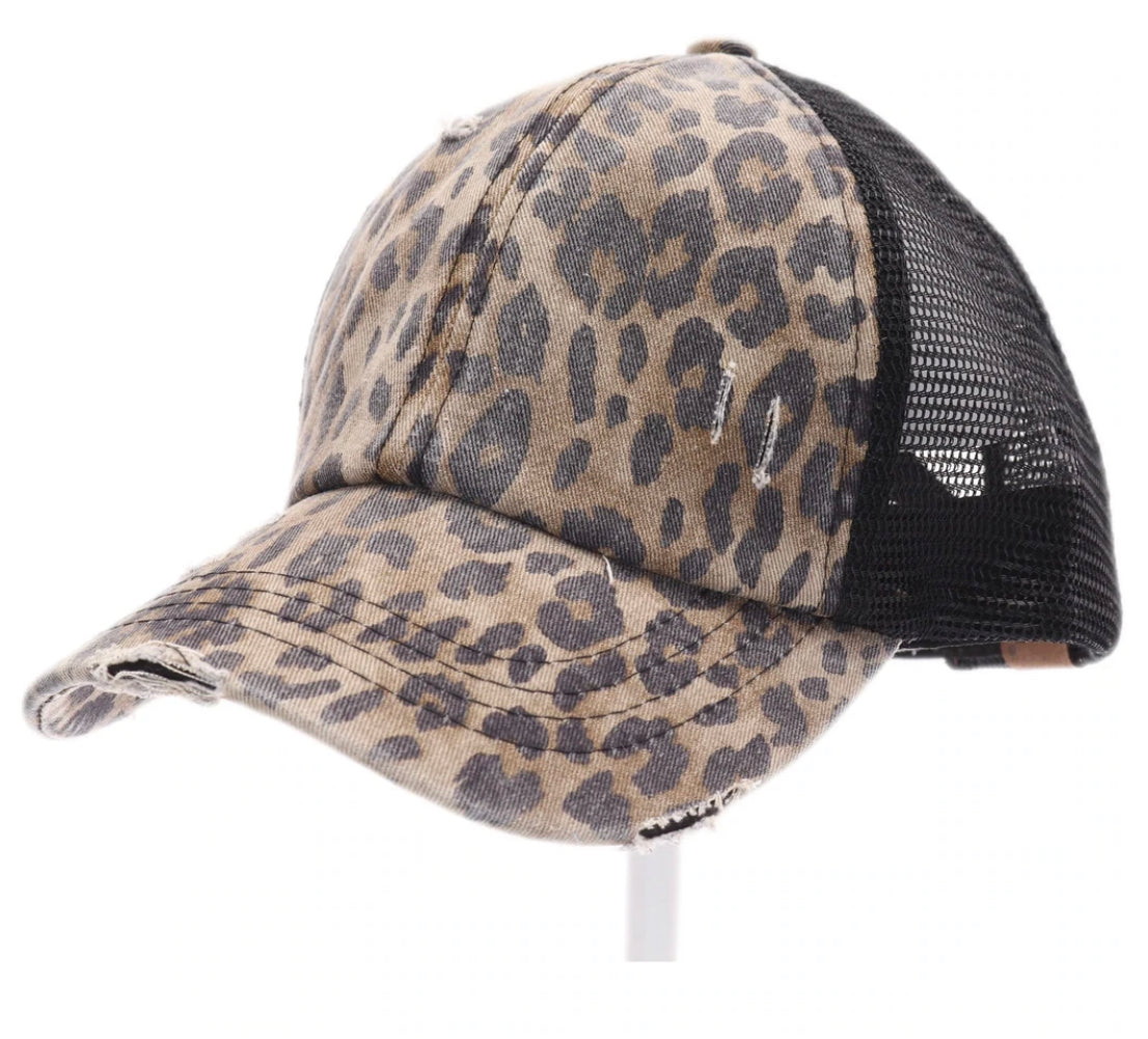 CC Distressed Pony Cap (Leopard)