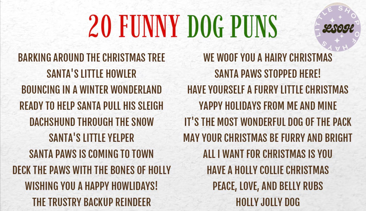 Personalized Punny Dog Ornaments (20 Puns // 51 Breeds)